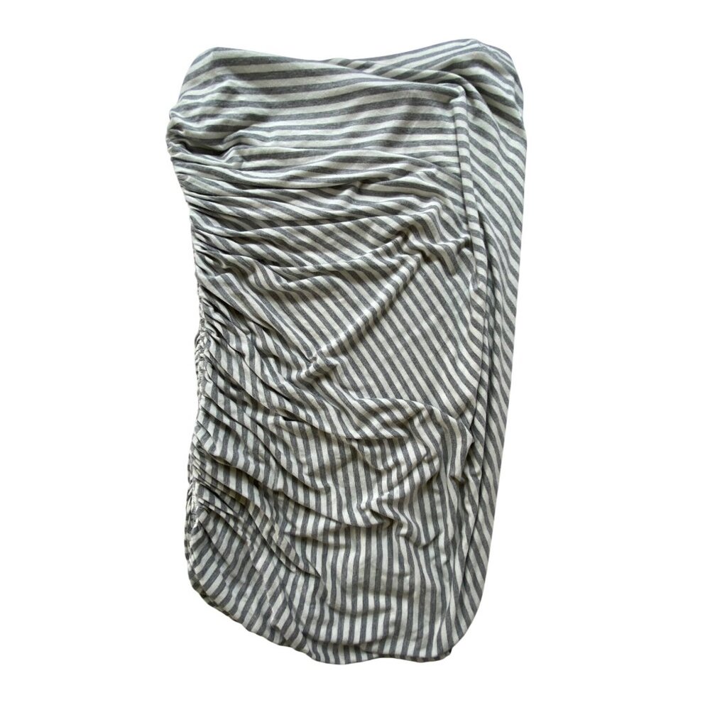 Striped Gray & White Ruched Skirt Large Bodycon Sexy Stretch‎ Pinup Party Cute